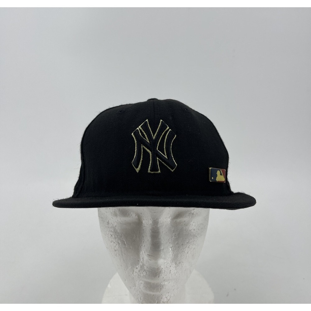 New York Yankees Snapback Hat Cap Logo Black Gold New Era GOLD MLB PIN‎ RARE - Picture 3 of 12